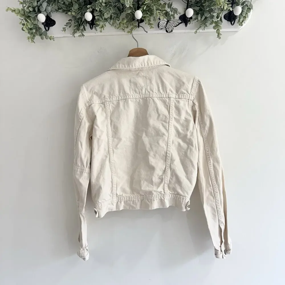 Free People Rumors Cream Denim Jacket Small - Picture 4 of 4